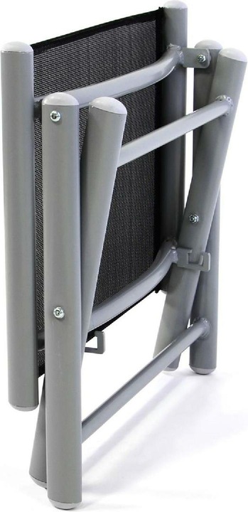 Actual product image VCM klappbarer Alu Hocker Sitzhocker Rahmen hellgrau Textilene schwarz Klapphocker
