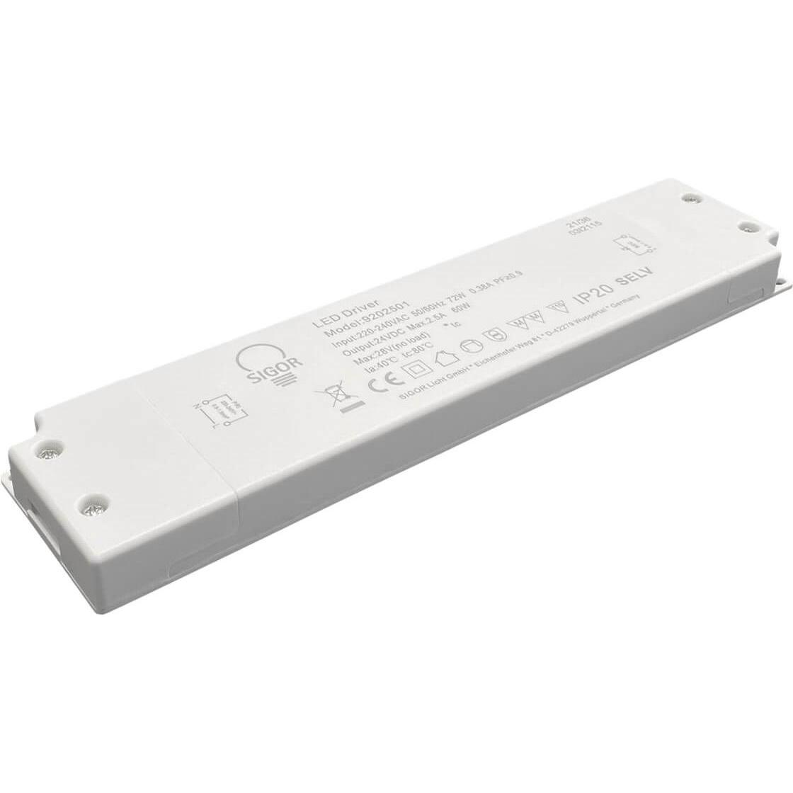 Sigor, Accessori per illuminazione, Powerllinke Alimentatore LED Super Slim 60W 24VDC Indoor