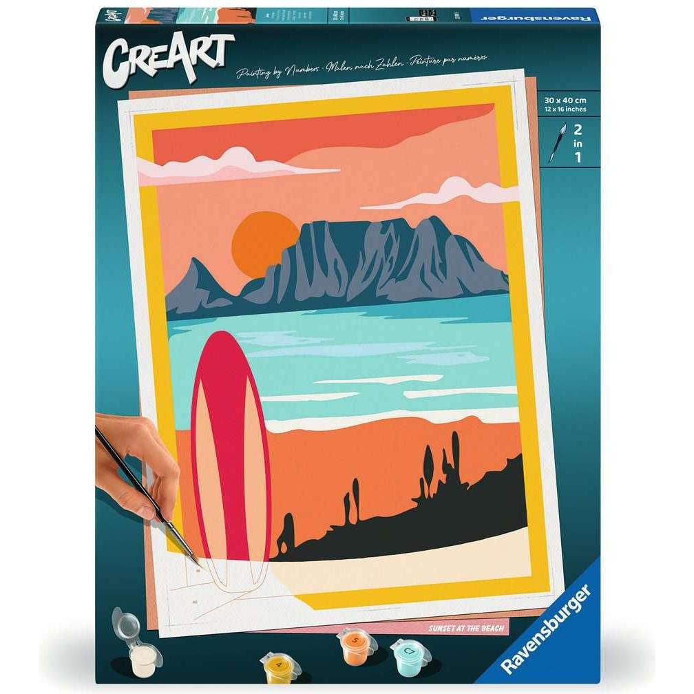 Ravensburger CreArt - Malen nach Zahlen 23898 - Sunset at the Beach - ab 12 Jahren