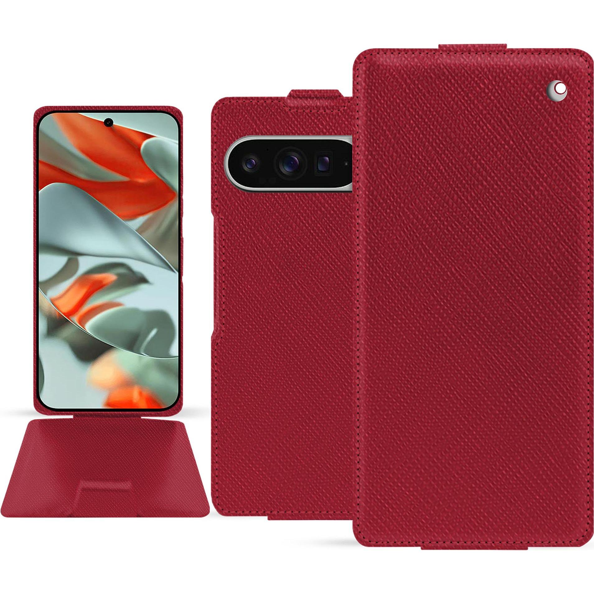 Noreve Lederschutzhülle vertikal (Google Pixel 9 Pro XL), Smartphone Hülle, Rot