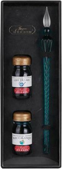 Produktbild Herbin Set Tinte Glasfeder (Smaragd, Silver, 1 x)