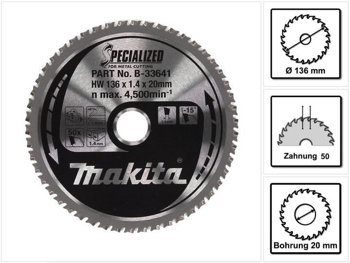 Image du produit Makita Lame de scie circulaire SPECIALIZED Ø 136x20x50Z