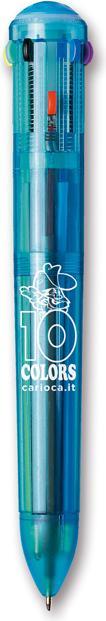 Image du produit Carioca 10 Couleurs Stylo à bille rétractable Clip-on Multi 1 pièce(s) (Transparent, Bleu, 1 x)