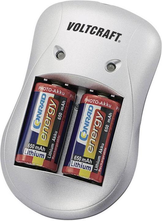 Voltcraft Charger P-76 + 2x battery CR-123 (1 pcs., CR123A, 370 mAh, Battery + charger)