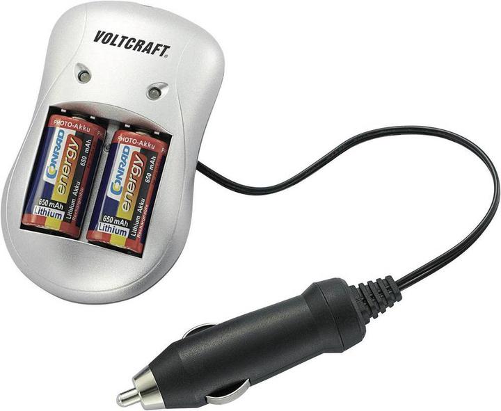 Actual product image Voltcraft Charger P-76 + 2x battery CR-123 (1 pcs., CR123A, 370 mAh, Battery + charger)