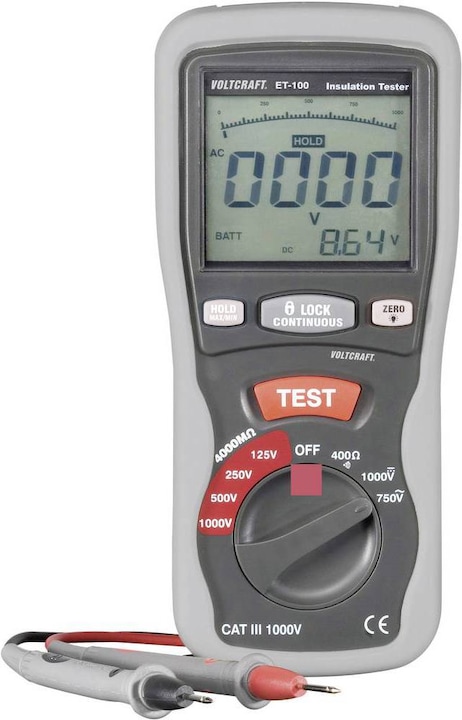 Image du produit Voltcraft Testeur d'isolation ET-100 125 (CAT III 1000V)