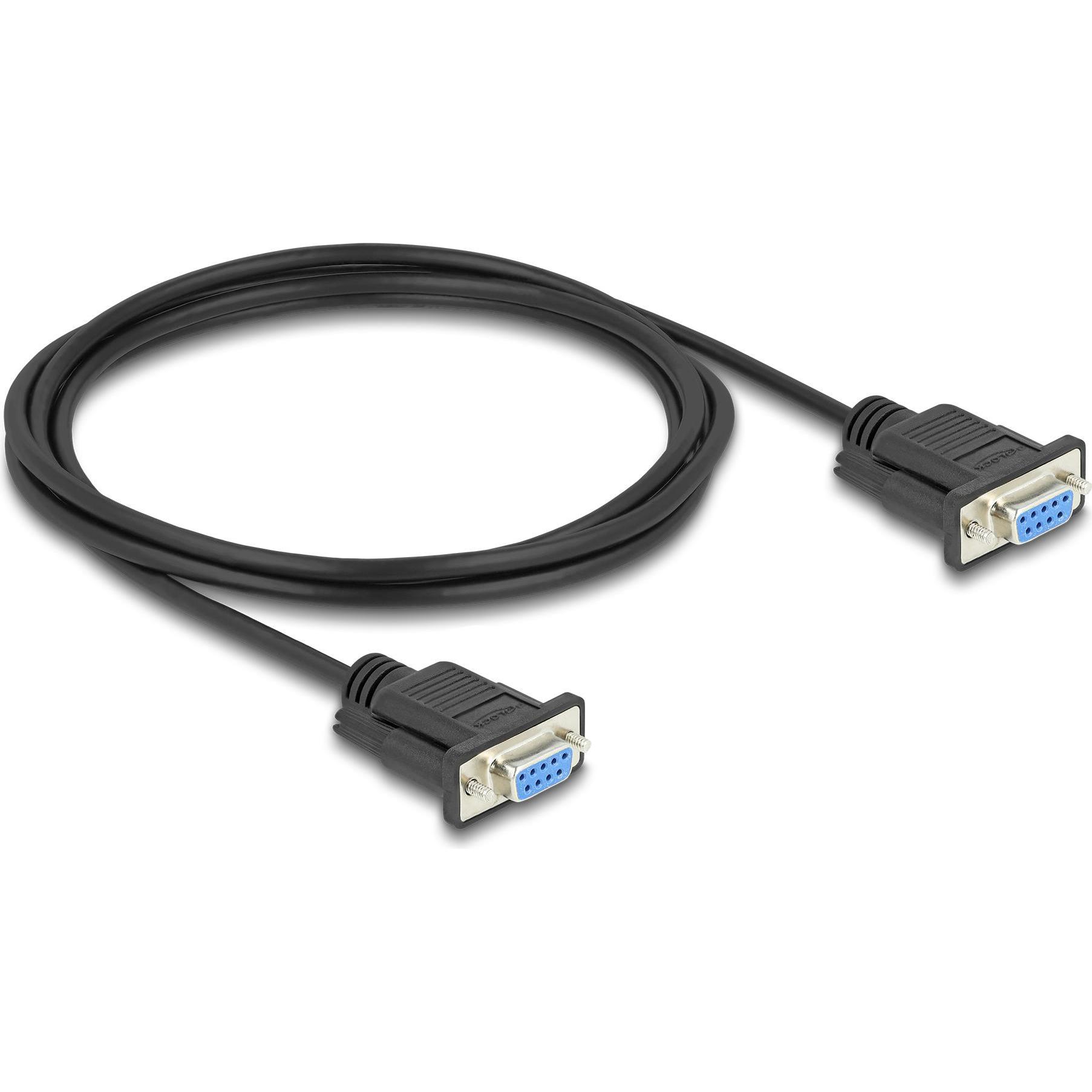 Thumbnail - Delock Seriell Kabel RS-232 D-Sub9 Buchse zu Buchse mit schmalem Steckergehäuse 2 m (2 m), Schnittstellenkabel