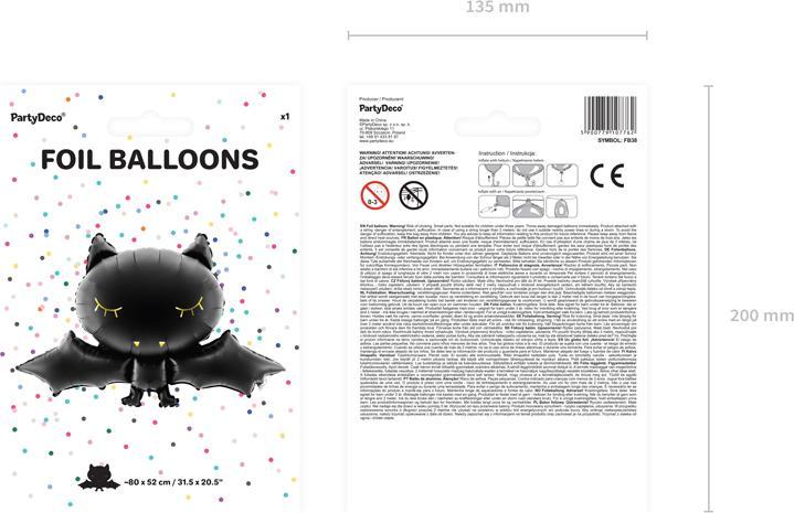 Produktbild Partydeco Ballons Folienballon Fledermaus 80 x 52 cm, Schwarz (1 x)