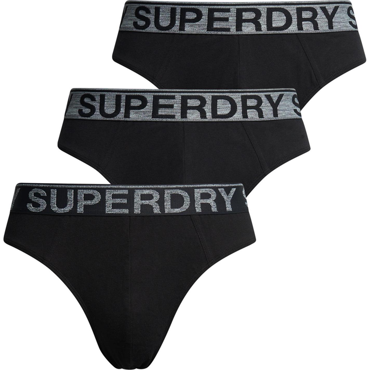 Superdry, Herren, Unterhosen, Slip Casual Stretch, Schwarz, (M, 3er Pack)