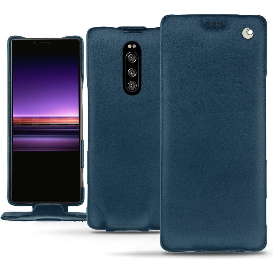Noreve Lederschutzhülle vertikal (Sony Xperia 1), Smartphone Hülle, Blau