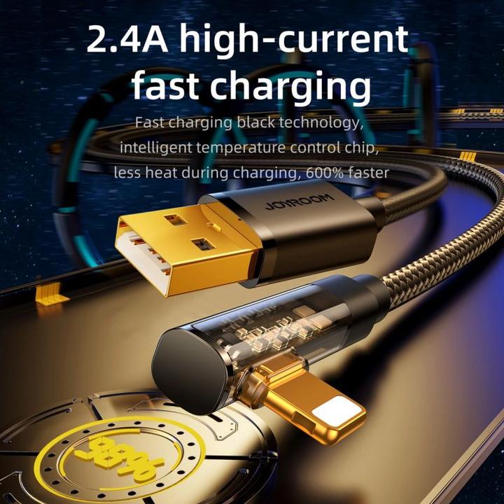 Produktbild Joyroom S-UL012A6 2.4A USB-A to Lightning Right Angle Fast Charging Data Cable 1.2m-Blue (1.20 m)