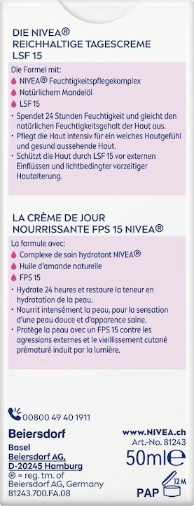 Produktbild NIVEA Reichhaltige Tagescreme (50 ml, Tagescreme, SPF 15)