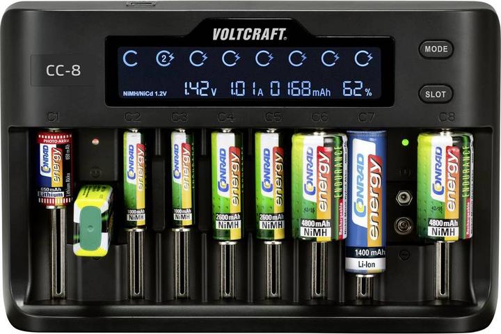 Image du produit Voltcraft Chargeur de piles rondes CC-8 (1 pcs, 10340, 14500, 16340, 17500, 17650, 18490, 18500, 18650, 21700, 22650, 26500, 26650, Sous-C, A, 9V Block, AA, AAA, Chargeurs sans batterie)