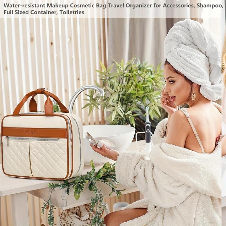 Produktbild Only-Bags.Store Mehrschichtige Kosmetiktasche aus Segeltuch, geeignet für die Reise, gestreiftes Muster