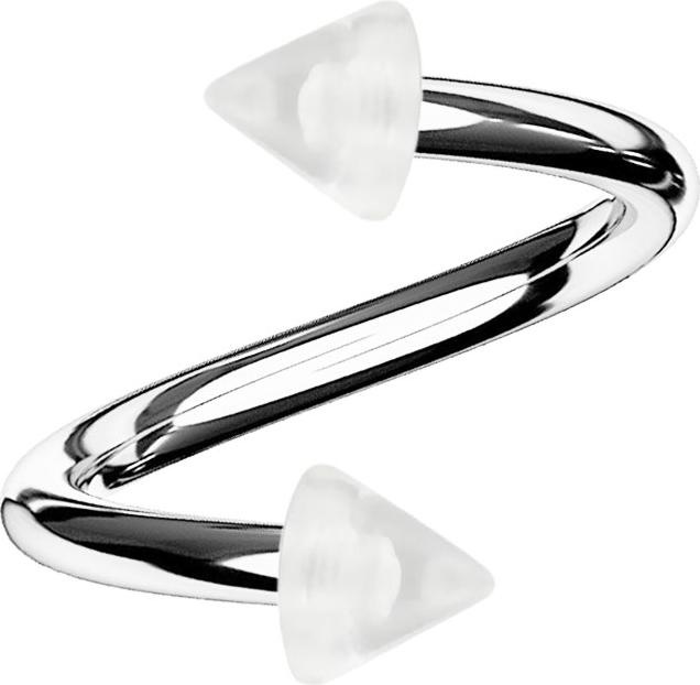 Produktbild Star Piercing Spirale silber mit zwei Cones transparent (Acryl, Chirurgenstahl 316L)