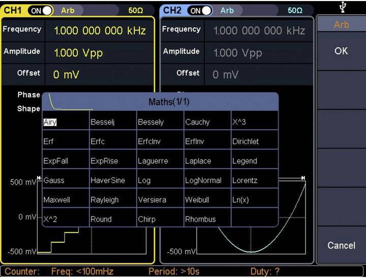 Actual product image Voltcraft 80 MHz dual channel arbitrary signal generator with touch screen operation