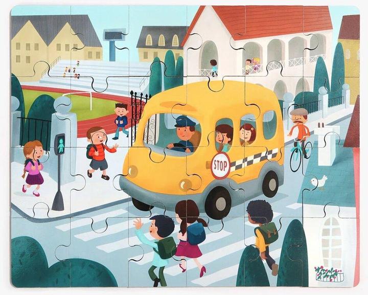 Immagine prodotto Topbright Toys La scuola di Houten Legpuzzel ha incontrato lo scuolabus, 24. (24 pezzi)