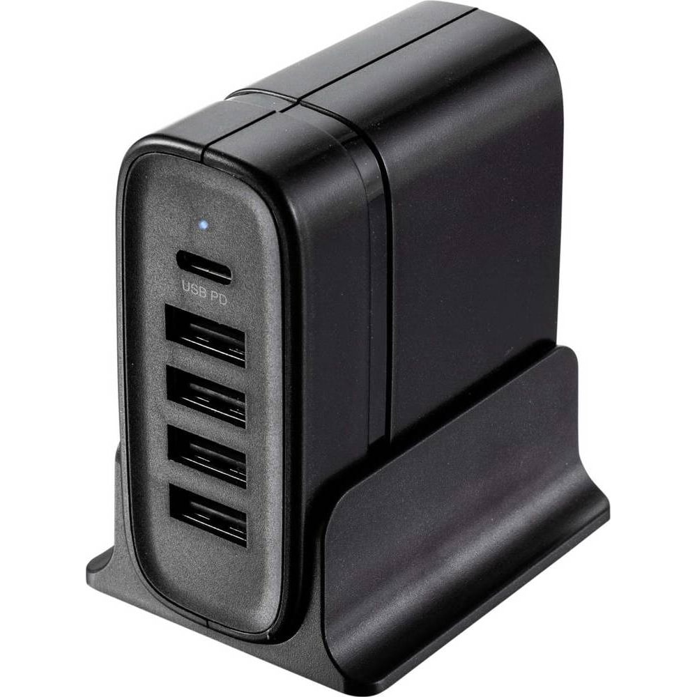 Voltcraft USB-Steckerlader mit 4x USB und USB-C (41.50 W), USB Ladegerät, Schwarz