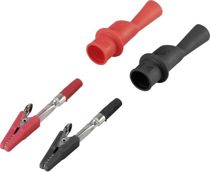 Image du produit Voltcraft Pince crocodile mâle 4 mm CAT III 1000 V, CAT IV 600 V Noir, Rouge MSK-104
