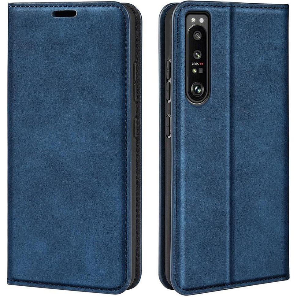 Cover-Discount Sony Xperia 1 IV - Stand Flip Case Hülle dunkelblau (Sony Xperia 1 IV), Smartphone Hülle, Blau
