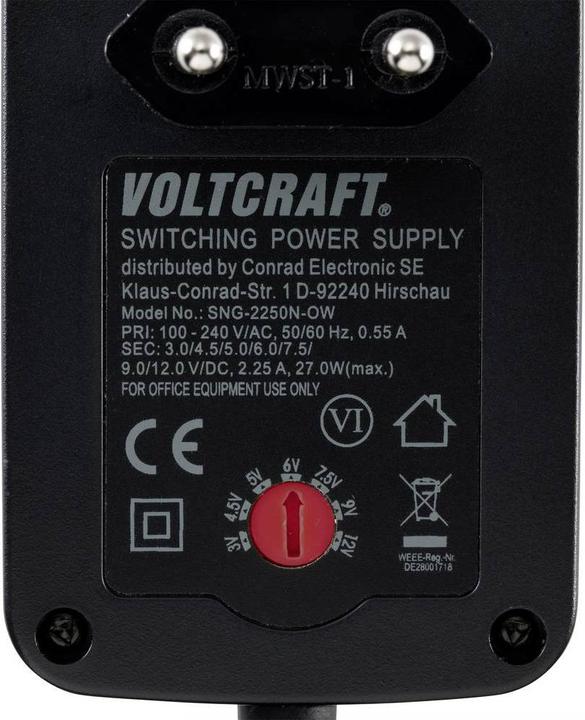 Produktbild Voltcraft Sng-2250N-Ow Steckernetzteil