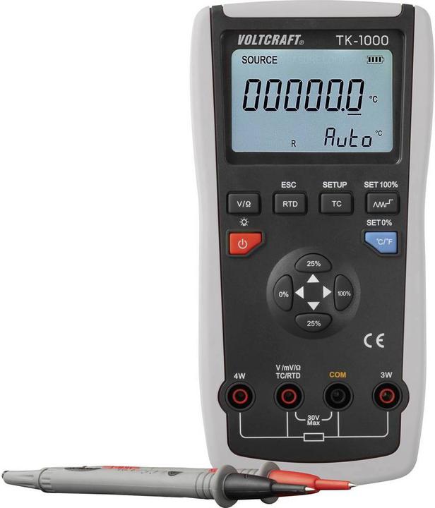 Immagine prodotto Voltcraft TK-1000 Calibratore di temperatura, tensione 1x batteria a blocco da 9V (inclusa) (Termometro)
