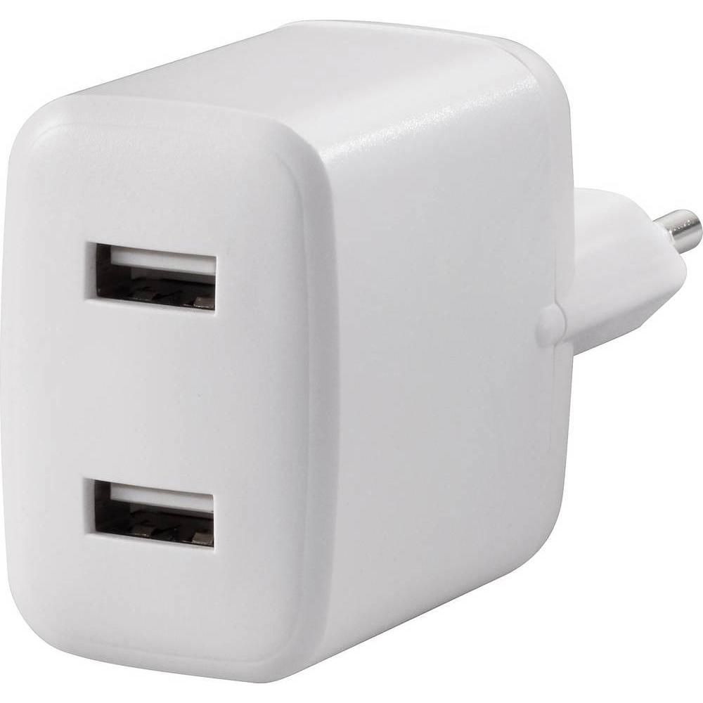 Voltcraft USB Charger, 2x USB-A, 24W, white (24 W), USB Ladegerät, Weiss