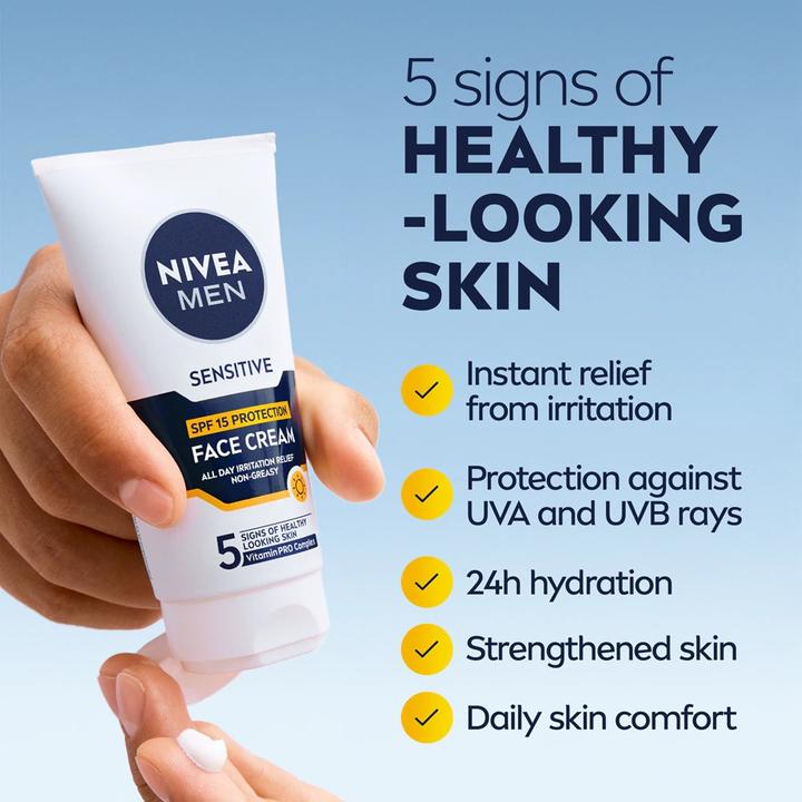 Actual product image NIVEA MEN Protective skin cream SPF 15 Men Sensitive (Face Cream) 75 ml (75 ml, Day cream, SPF 15)
