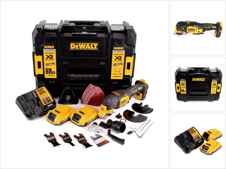 Produktbild DeWalt DCS 356 S2 Akku Multitool 18V Brushless + 35tlg. Zubehör + 2x Akku 2,0Ah + Ladegerät + TSTAK