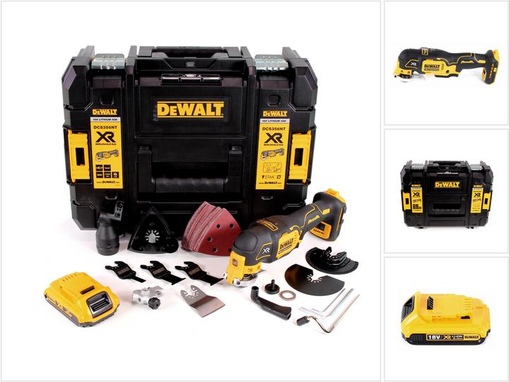 Actual product image DeWalt DCS 356 NT Battery Multitool 18V Brushless + 35pcs. accessories + 1x battery 2.0 Ah + TSTAK -
