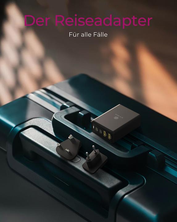 Produktbild Icy Box USB Power Delivery Netzteil, 100 Watt, 2x Type-C®, 2x Type-A, EU, UK, US Stecker (100 W, 2 Ports)