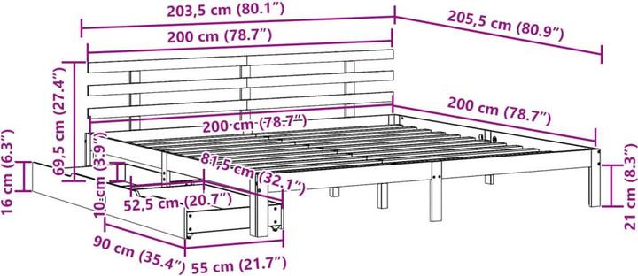 Image du produit vidaXL Bettrahmen (200 x 200 cm)