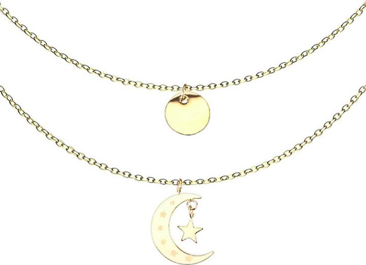 Image du produit Star Piercing Chaîne plaquée or pendentif demi-lune et plaque (sans laiton, Acier chirurgical 316L)