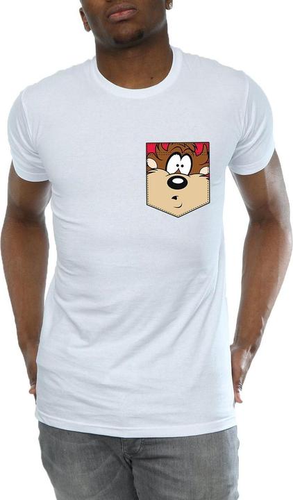 Immagine prodotto Looney Tunes Tasmanian Devil Face Faux Pocket Maglietta Uomo (S)