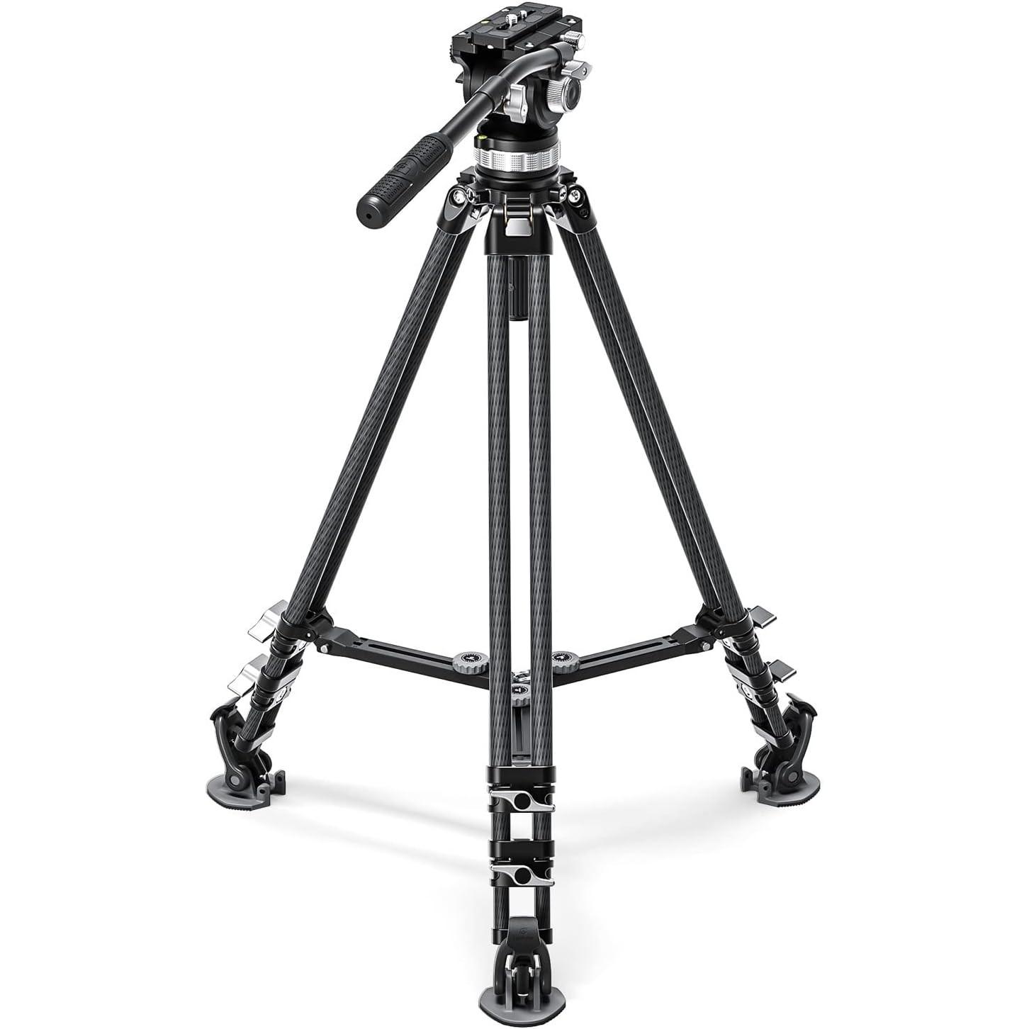 Leofoto Treppiede video LVC-253C+BV-15 (Carbonio), Treppiede, Nero