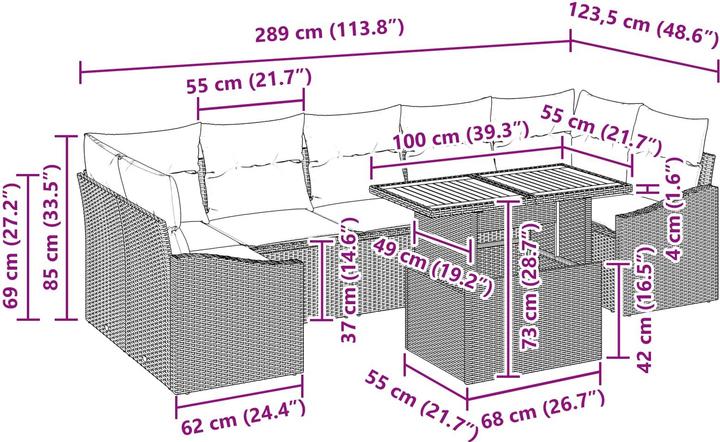 Produktbild vidaXL Garten Essgruppe (100 x 55 x 73 cm)