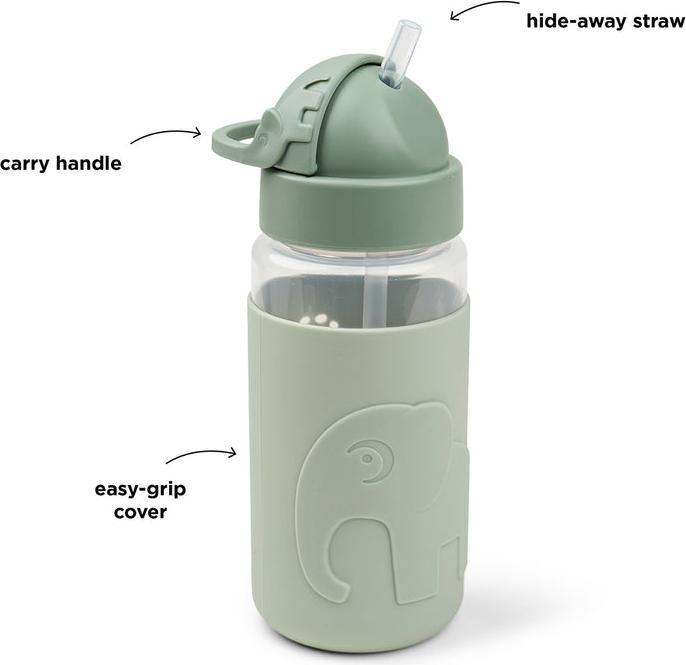 Produktbild Done by Deer Easy-grip Trinkflasche mit Strohhalm Elphee Grün350 ml