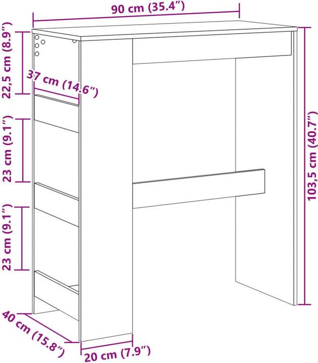 Produktbild vidaXL Bartisch (90 x 40 x 103.50 cm)