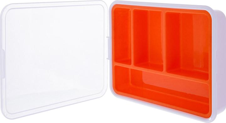 InLine Small parts box, 4 compartments, dimensions: 180x140x40mm, orange