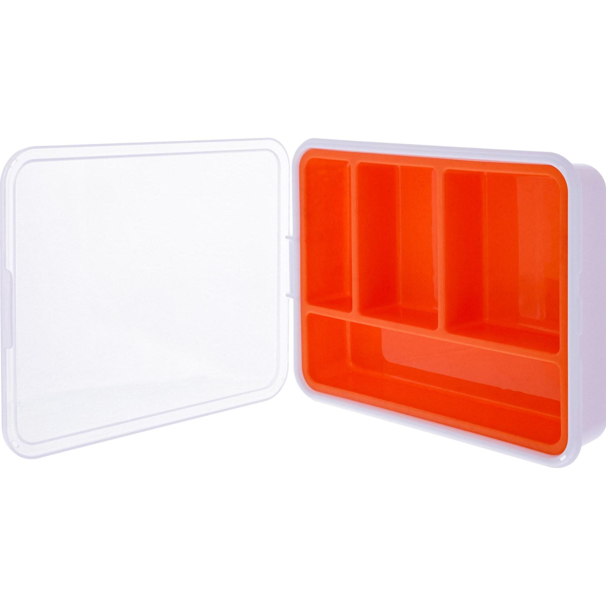Thumbnail - InLine, Sortimentskasten, Kleinteilebox, 4 Fächer, Abmessungen: 180x140x40mm, orange