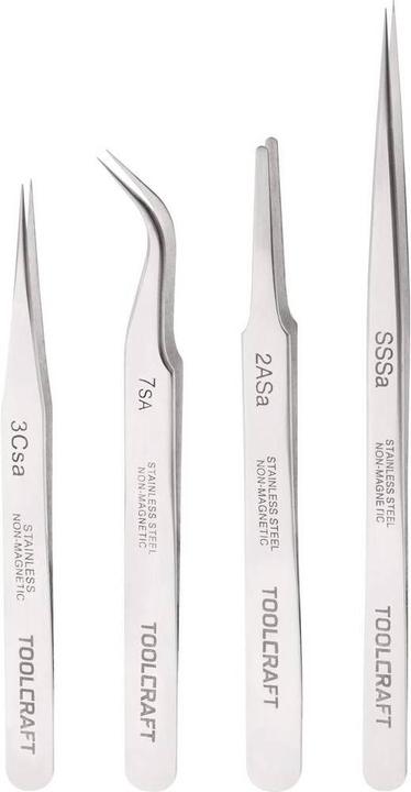 Toolcraft Pincet 4 stuks SS SA, 2
