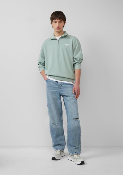 Actual product image S.Oliver Sweatshirt Stehkragen Sweatshirt mit Reissverschluss und Frontprint (XL)