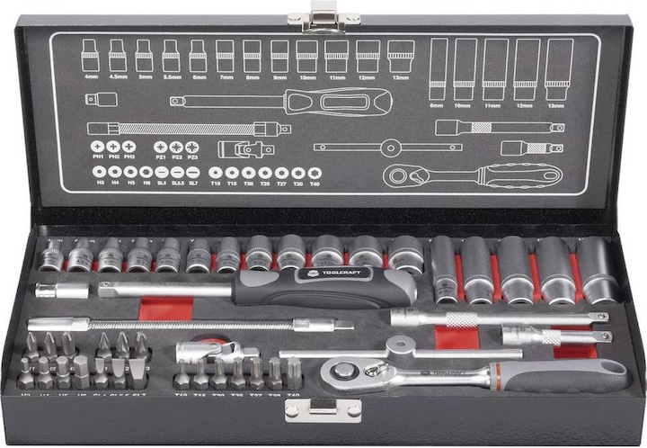 Produktbild Toolcraft Steckschlüsselsatz 6.3 mm (1/4”) 45tlg (6.3 mm)