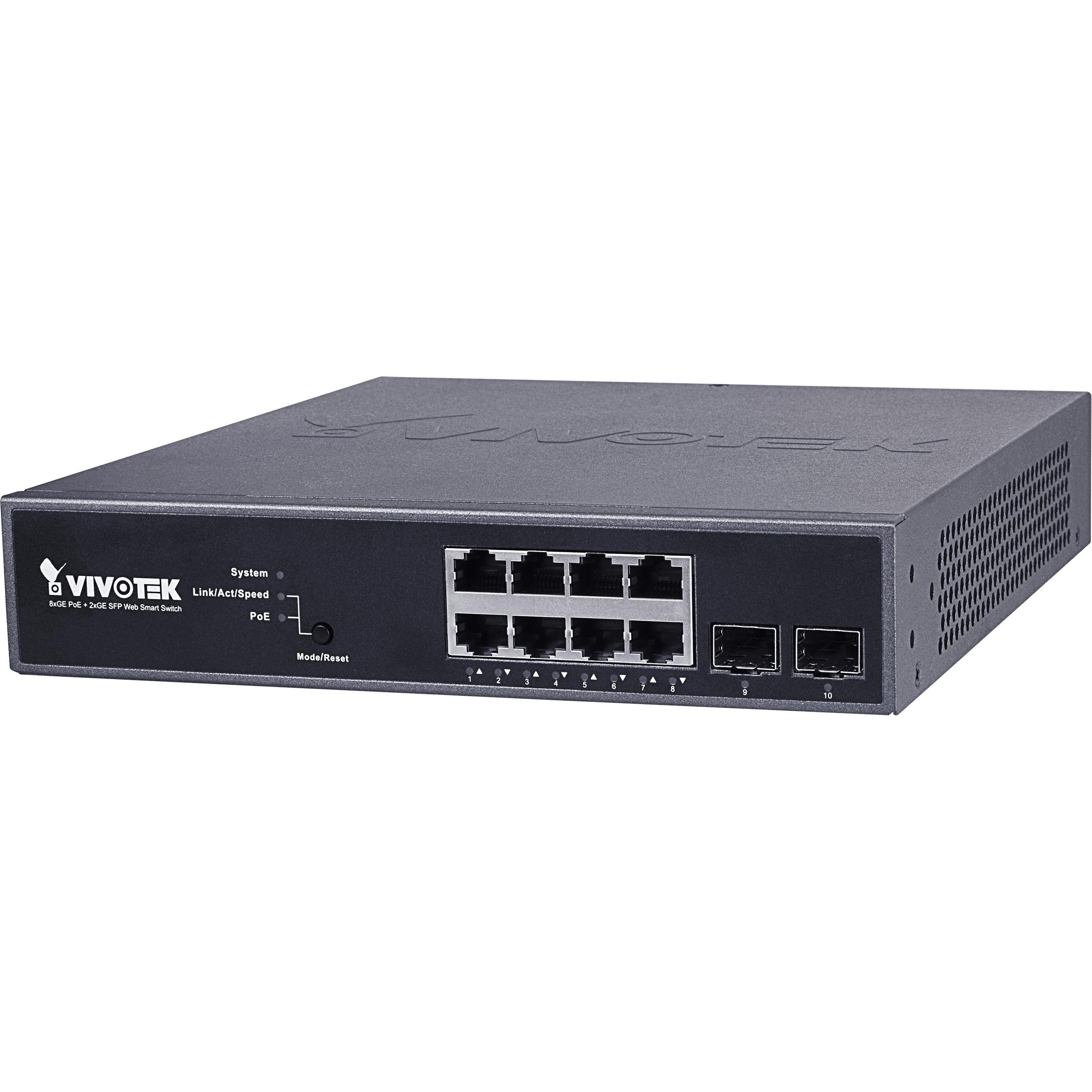 Vivotek Ethernet Switch POE (8 Ports), Netzwerk Switch, Schwarz