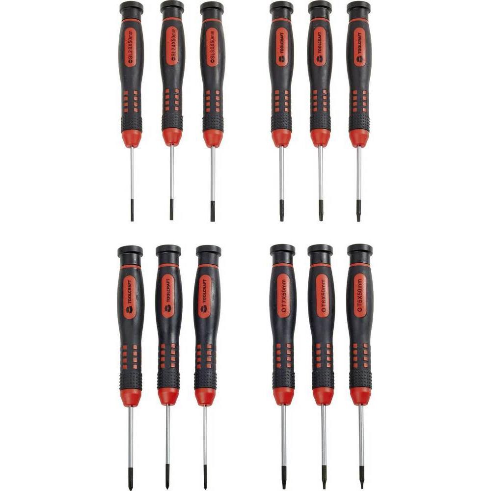 Thumbnail - Toolcraft, Schraubenzieher, Präzisions-Schraubendreher-Set 12tlg (Schlitzschrauben, Phillipps-Kreuzschlitz (PH))