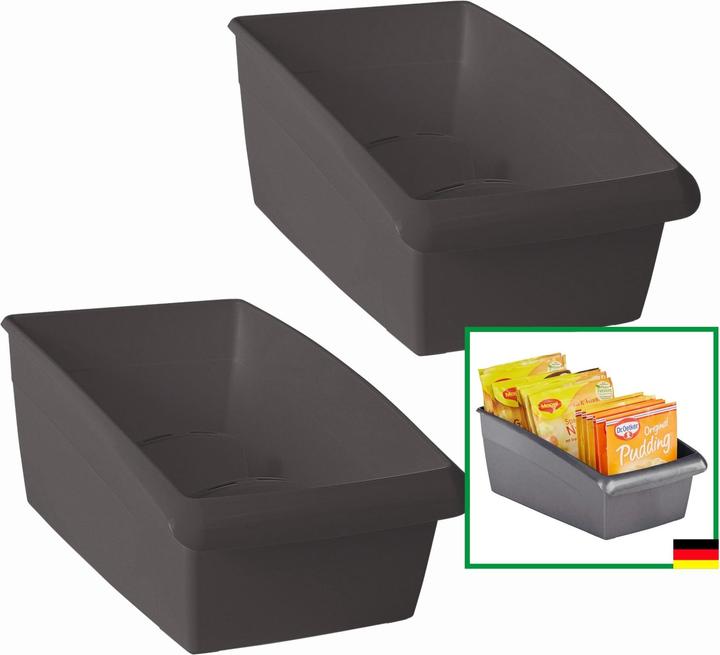 Actual product image Novaliv Soup Bag Box Large Set of 2 Drawer Organiser Kitchen - 25 x 16 cm ANTHRAZIT GREY (25 x 16 cm)
