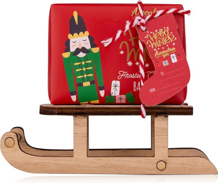 Actual product image Accentra HELLO WINTER soap on a wooden sledge, fragrance: Frosted Cranberry (Hard soap)