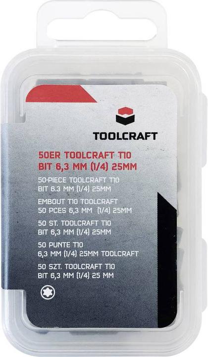 Immagine prodotto Toolcraft 50 pezzi T 10 Torx bit in acciaio S2 (T 10)