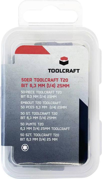 Immagine prodotto Toolcraft 50 pezzi T 20 Torx bit in acciaio S2 (T 20)