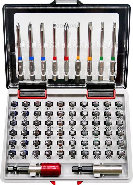 Actual product image Toolcraft Bit Set Colour Coded 71pcs (Hexagon socket TX M20, Hexagon socket TX M27, Hexagon socket TX M30, Hexagon socket TX M10, Hexagon socket TX M15, Hexagon socket TX M25, Hexagon socket TX M40, Cross Phillips PH M1, Cross Phillips PH M2, Cross Pozidriv PZ M1, Cross Pozidriv PZ M2, Cross Phillips PH M3, Cross Pozidriv PZ M3)